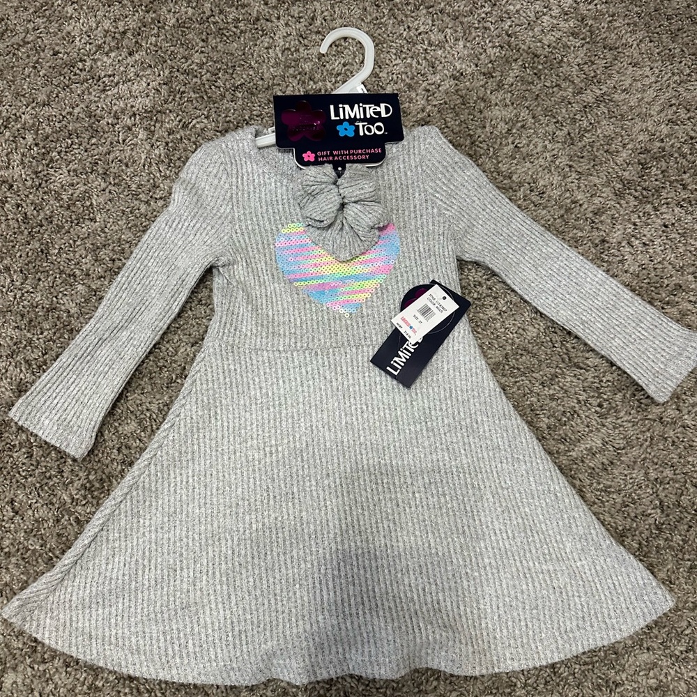 Limited Too Silver Dress with Rainbow Heart